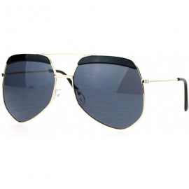 Butterfly Retro Plastic Eyebrow Oversize Octagonal Pilot Sunglasses - Gold Black - CJ12FX2J1TH $12.62