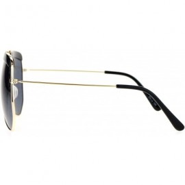 Butterfly Retro Plastic Eyebrow Oversize Octagonal Pilot Sunglasses - Gold Black - CJ12FX2J1TH $12.62