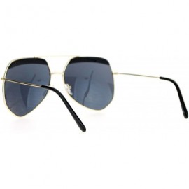 Butterfly Retro Plastic Eyebrow Oversize Octagonal Pilot Sunglasses - Gold Black - CJ12FX2J1TH $12.62