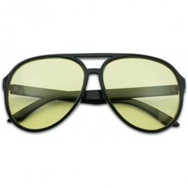 Aviator Oversized 80's Vintage Style Yellow Night Driving Lens Round and Square Sunglasses - Black - CK12LVD7M75 $19.76