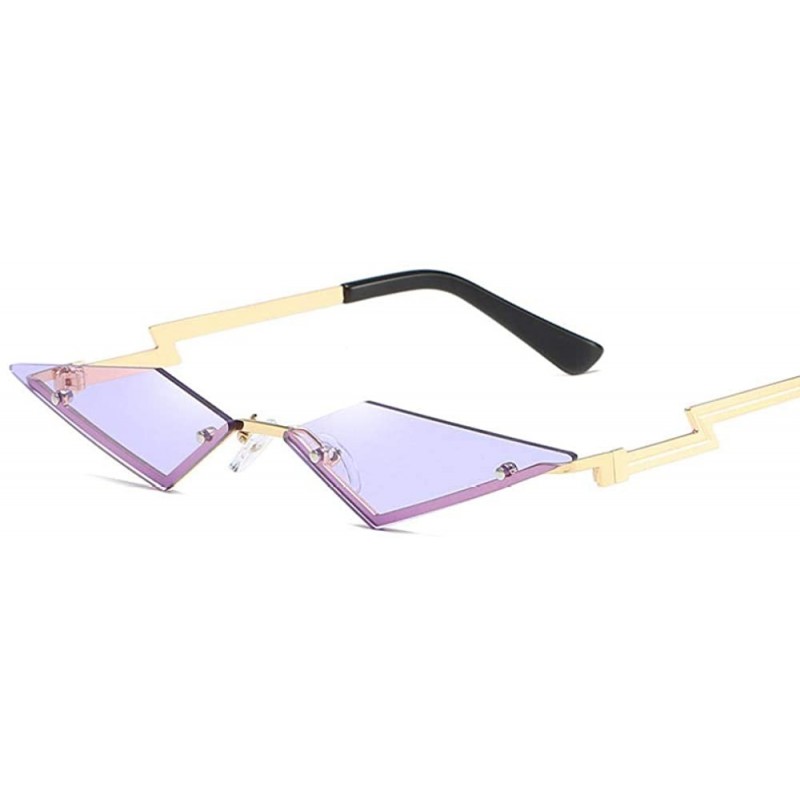 Round Sunglasses Trending Rimless Eyewear Irregular - Purple - C7198Q50RI3 $9.52