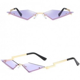 Round Sunglasses Trending Rimless Eyewear Irregular - Purple - C7198Q50RI3 $9.52