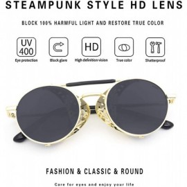 Oval Steampunk Style Round Vintage Polarized Sunglasses Retro Eyewear UV400 Protection Matel Frame - CY19CG4ZAIM $17.17
