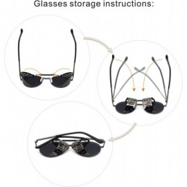 Oval Steampunk Style Round Vintage Polarized Sunglasses Retro Eyewear UV400 Protection Matel Frame - CY19CG4ZAIM $17.17