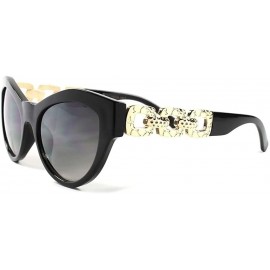 Cat Eye Bling Designer Celebrity Fashion Elegant Gold Arm Womens Sexy Cat Eye Sunglasses - C51802NL4OY $13.97