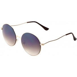 Round Rimless Round Lens Curved Wiggle Temple Sunglasses - Brown - CH1907S37T2 $12.92