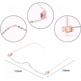 Rimless No Lens Eyeglasses Decor Retro Half Glasses Frame Women Metal Diamond Frame Glasses - Pink - CY19C96WWDZ $15.29