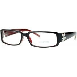 Rectangular Flor de Lis Womens Narrow Rectangular Clear Lens Eye Glasses - Black Burgundy - CB11ATARC9X $19.48