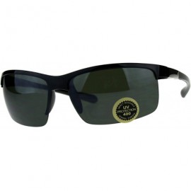 Sport Mens Plastic Baseball Half Rim Elegant Sport Sunglasses - Shiny Black Green - CI18C7HCGES $18.07