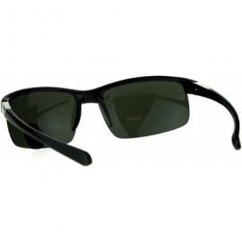 Sport Mens Plastic Baseball Half Rim Elegant Sport Sunglasses - Shiny Black Green - CI18C7HCGES $10.36
