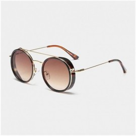 Round Round Steampunk Sunglasses for Women UV400 - C5 Leoprad Brwon - CU198CZILWC $30.33