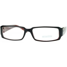 Rectangular Flor de Lis Womens Narrow Rectangular Clear Lens Eye Glasses - Black Burgundy - CB11ATARC9X $19.48