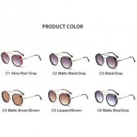 Round Round Steampunk Sunglasses for Women UV400 - C5 Leoprad Brwon - CU198CZILWC $15.71