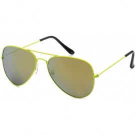 Aviator Full Mirror Lens Colored Metal Frame with Spring Hinge - Yellow_mirror_lens - C2121JE499Z $11.27