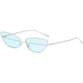 Square Vintage Women Brand Designer Trend Metal Frame Small Female Rectangular Sunglass UV400 - Blue - CE18M4RL38R $12.20