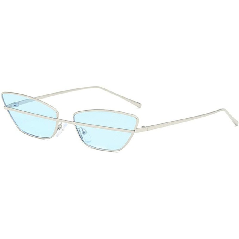 Square Vintage Women Brand Designer Trend Metal Frame Small Female Rectangular Sunglass UV400 - Blue - CE18M4RL38R $12.20