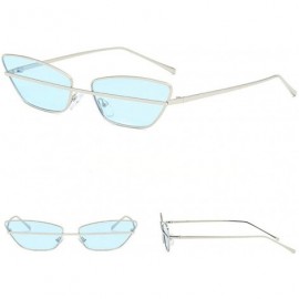 Square Vintage Women Brand Designer Trend Metal Frame Small Female Rectangular Sunglass UV400 - Blue - CE18M4RL38R $12.20