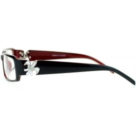 Rectangular Flor de Lis Womens Narrow Rectangular Clear Lens Eye Glasses - Black Burgundy - CB11ATARC9X $19.48