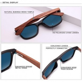 Rimless Genuine adjustable polarized sunglasses handmade square men fashion Full Lens Bubinga Wood - Blue - CI18YYD4SXY $22.98