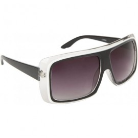 Rectangular Fashion Sun Style Transparent Frame with Black Accent Tone UV Protection Sunglasses Frame Unisex Eyewear - Black ...