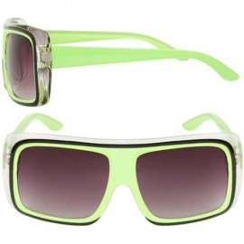 Rectangular Fashion Sun Style Transparent Frame with Black Accent Tone UV Protection Sunglasses Frame Unisex Eyewear - Black ...