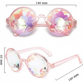 Goggle Kaleidoscope Glasses- Rainbow Prism Sunglasses Crystal Lens Goggles - Black+pink - CJ18SHXZS5N $19.21