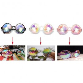 Goggle Kaleidoscope Glasses- Rainbow Prism Sunglasses Crystal Lens Goggles - Black+pink - CJ18SHXZS5N $19.21