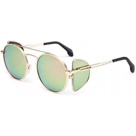 Round Steampunk sunglasses round frame glasses street shooting - Yellow Color - CR12JKEN0AJ $29.31