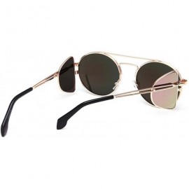 Round Steampunk sunglasses round frame glasses street shooting - Yellow Color - CR12JKEN0AJ $29.31