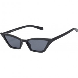 Oval Sunglasses For Women Cat Eye Ladies Retro Vintage Designer Style UV400 Protection - Slim Black - CL18Q97NXWM $19.36