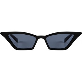 Oval Sunglasses For Women Cat Eye Ladies Retro Vintage Designer Style UV400 Protection - Slim Black - CL18Q97NXWM $7.90