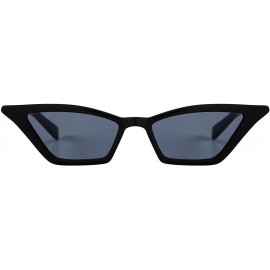 Oval Sunglasses For Women Cat Eye Ladies Retro Vintage Designer Style UV400 Protection - Slim Black - CL18Q97NXWM $7.90