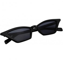 Oval Sunglasses For Women Cat Eye Ladies Retro Vintage Designer Style UV400 Protection - Slim Black - CL18Q97NXWM $7.90