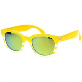 Rectangular Vintage Retro Small 2 Tone Thick Plastic Rectangular Horn Rim Sunglasses - Yellow Clear Yellow Mirror - CK18OIYIM...
