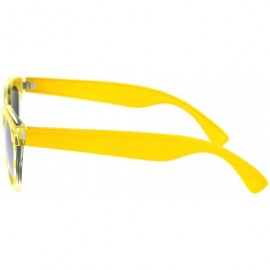 Rectangular Vintage Retro Small 2 Tone Thick Plastic Rectangular Horn Rim Sunglasses - Yellow Clear Yellow Mirror - CK18OIYIM...