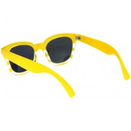 Rectangular Vintage Retro Small 2 Tone Thick Plastic Rectangular Horn Rim Sunglasses - Yellow Clear Yellow Mirror - CK18OIYIM...