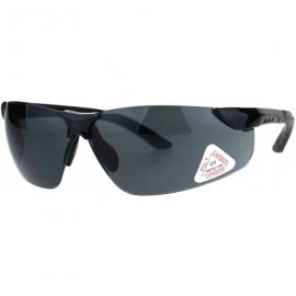 Rimless Mens Warp Around Plastic Rim Rimless Safety Glasses Sunglasses - Black - CU182KRT0CN $12.05