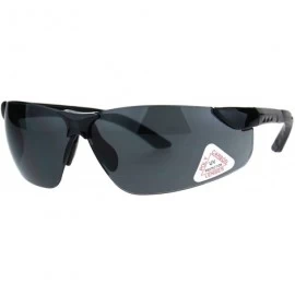 Rimless Mens Warp Around Plastic Rim Rimless Safety Glasses Sunglasses - Black - CU182KRT0CN $23.18