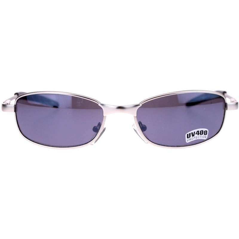 Oval Classic Light Weight Mens Metal Frame Oval Sports Warp Sunglasses - Silver - CV11JKRDZHL $9.46