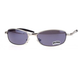 Oval Classic Light Weight Mens Metal Frame Oval Sports Warp Sunglasses - Silver - CV11JKRDZHL $9.46
