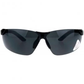 Rimless Mens Warp Around Plastic Rim Rimless Safety Glasses Sunglasses - Black - CU182KRT0CN $23.18