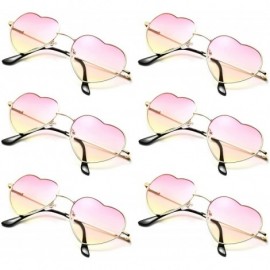 Aviator 6 Packs Thin Metal Frame Aviator Unisex Heart Sunglasses - Pink Gradient - CZ18E30SSC5 $33.16