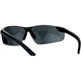 Rimless Mens Warp Around Plastic Rim Rimless Safety Glasses Sunglasses - Black - CU182KRT0CN $23.18