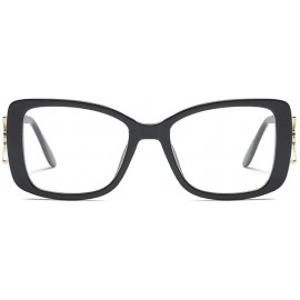 Oversized Glasses Butterfly Classic Square Metal Optical Eyewear Clear Lens Women Glasses Vintage - Black - CD18INR6ZDA $12.80