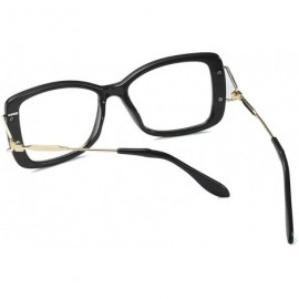 Oversized Glasses Butterfly Classic Square Metal Optical Eyewear Clear Lens Women Glasses Vintage - Black - CD18INR6ZDA $12.80