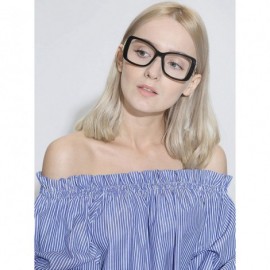 Oversized Glasses Butterfly Classic Square Metal Optical Eyewear Clear Lens Women Glasses Vintage - Black - CD18INR6ZDA $12.80