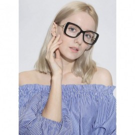 Oversized Glasses Butterfly Classic Square Metal Optical Eyewear Clear Lens Women Glasses Vintage - Black - CD18INR6ZDA $29.26