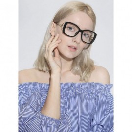 Oversized Glasses Butterfly Classic Square Metal Optical Eyewear Clear Lens Women Glasses Vintage - Black - CD18INR6ZDA $12.80