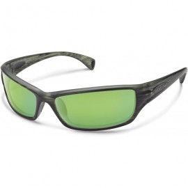 Oval Hook Sunglasses - Matte Green Stripe Frame/Green Mirror Polycarbonate Lens - CU12O7H3PSS $25.65