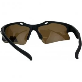 Sport TAC Polarized Sunglasses Mens Sports Half Rim Wrap Around Shades - Matte Black (Brown) - CY18OX5ZDUX $22.64